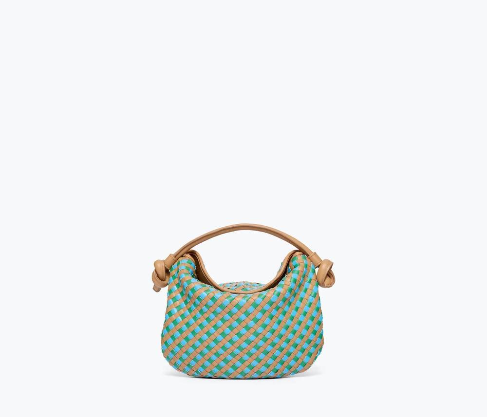 NEW FREDA SALVADOR elis leather handbag in cognac multi woven calf